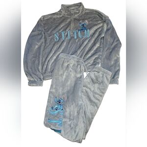 Disney Stitch Fleece Set 1/4 Zip Pullover and Jogging Pants Women's Small/Medium